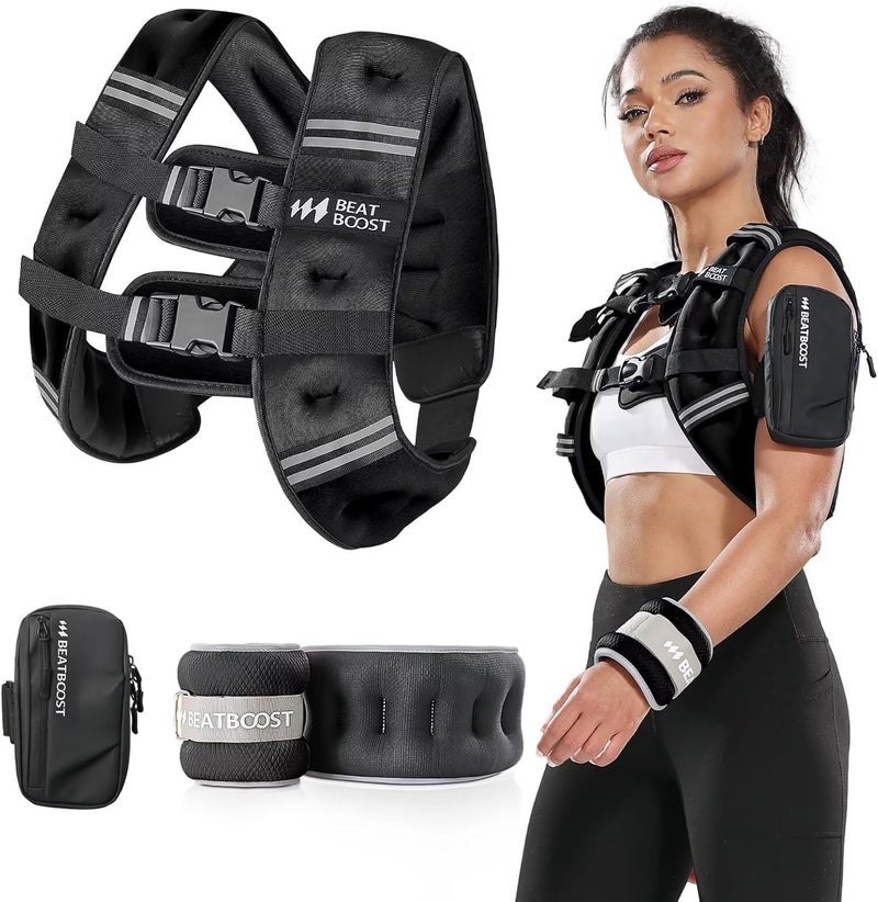 BeatBoost Weighted Vest Woman 5 12 15 20 25 30 lb Weight Vest with Ironsand for Walking Strength Training Running Workout - Image 1